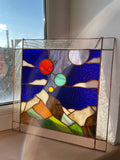 Stained Glass Picture Mountains – Panel Window Décor Galaxy Art