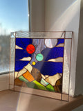 Stained Glass Picture Mountains – Panel Window Décor Galaxy Art