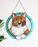 Custom Cat Portrait, Stained glass Suncatcher