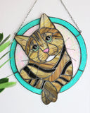 Custom Cat Portrait, Stained glass Suncatcher