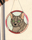 Custom Cat Portrait, Stained glass Suncatcher