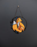Yellow Fox Stained Glass Suncatcher