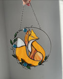 Yellow Fox Stained Glass Suncatcher