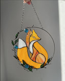 Yellow Fox Stained Glass Suncatcher