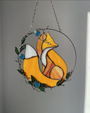 Yellow Fox Stained Glass Suncatcher