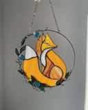 Yellow Fox Stained Glass Suncatcher