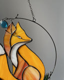 Yellow Fox Stained Glass Suncatcher