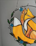 Yellow Fox Stained Glass Suncatcher