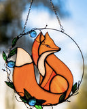 Yellow Fox Stained Glass Suncatcher