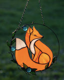 Yellow Fox Stained Glass Suncatcher