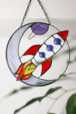 Rocket Stained Glass Suncatcher