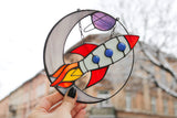 Rocket Stained Glass Suncatcher
