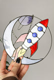 Rocket Stained Glass Suncatcher