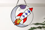Rocket Stained Glass Suncatcher