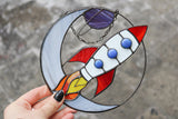 Rocket Stained Glass Suncatcher