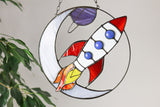 Rocket Stained Glass Suncatcher
