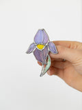 Glass Brooch Flower Iris