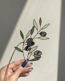 Stained Glass Olive Leaf Twig