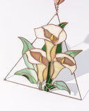 Stained glass calla lily flowers, Suncatcher arum lily