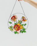 Yellow Roses Stained Glass Suncatcher – Flower Window Décor, Gift for Mom