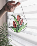 Red Tulip Stained Glass Suncatcher – Mother's Day Gift