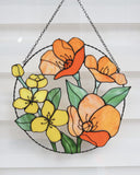 California Poppies and Jasmine Stained Glass Suncatcher – Garden Window Décor, Mother’s Day Gift