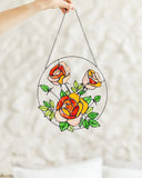 Yellow Roses Stained Glass Suncatcher – Flower Window Décor, Gift for Mom