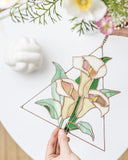 Stained glass calla lily flowers, Suncatcher arum lily