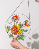 Yellow Roses Stained Glass Suncatcher – Flower Window Décor, Gift for Mom
