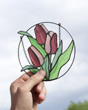 Red Tulip Stained Glass Suncatcher – Mother's Day Gift