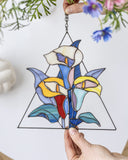 Stained glass calla lily flowers, Suncatcher arum lily