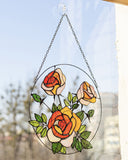 Yellow Roses Stained Glass Suncatcher – Flower Window Décor, Gift for Mom