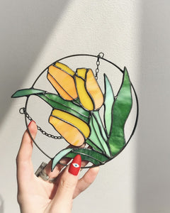 Red Tulip Stained Glass Suncatcher – Mother's Day Gift