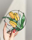 Red Tulip Stained Glass Suncatcher – Mother's Day Gift