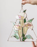 Stained glass calla lily flowers, Suncatcher arum lily