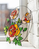 Yellow Roses Stained Glass Suncatcher – Flower Window Décor, Gift for Mom