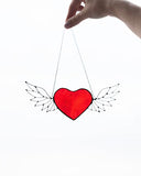 Heart Stain glass Sunflower, Flowers Sun Catcher