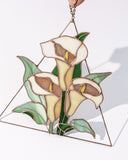 Stained glass calla lily flowers, Suncatcher arum lily