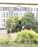 Gothic Suncatcher Bat Moon Halloween Stain Glass