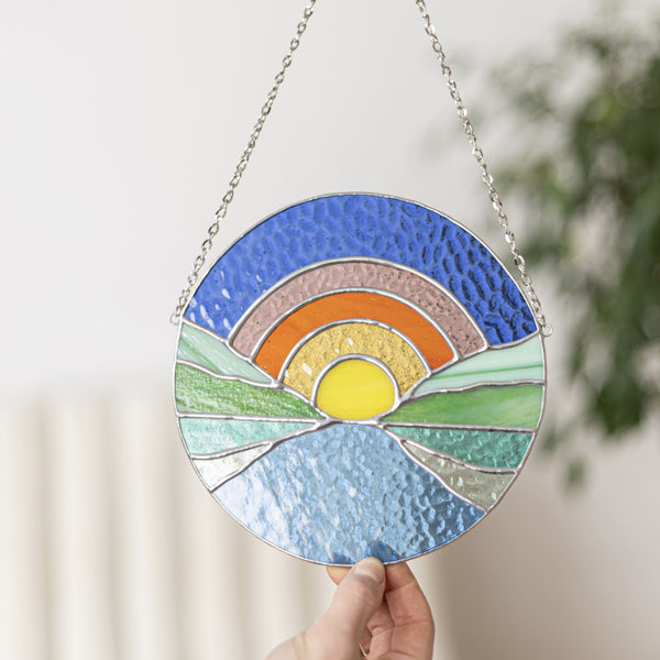 Rainbow Mountain Stained Glass Suncatcher