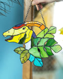 Parasaurolophus Dinosaur Suncatcher – Stained Glass Nature Ornament