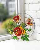 Yellow Roses Stained Glass Suncatcher – Flower Window Décor, Gift for Mom
