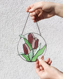 Red Tulip Stained Glass Suncatcher – Mother's Day Gift