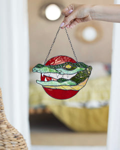 Crocodile Stained Glass Suncatcher – Alligator Animal Window Décor