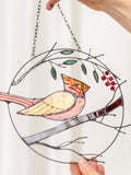 Red Cardinal Stained Glass Suncatcher – Bird Window Décor