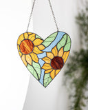 Heart Stained glass Sunflower Suncatcher Flowers Sun Catcher Mother's Day Home Decor Window Wall Hangings Decoration Art