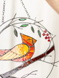 Red Cardinal Stained Glass Suncatcher – Bird Window Décor