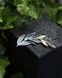 Laurel Branch Brooch. Stained Glass Broach