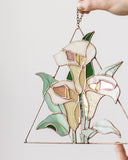 Stained glass calla lily flowers, Suncatcher arum lily