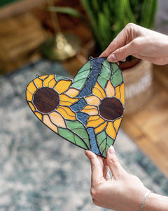 Heart Stain glass Sunflower Suncatcher Flowers Sun Catcher Mother's Day Home Decor Window Wall Hangings Decoration Art
